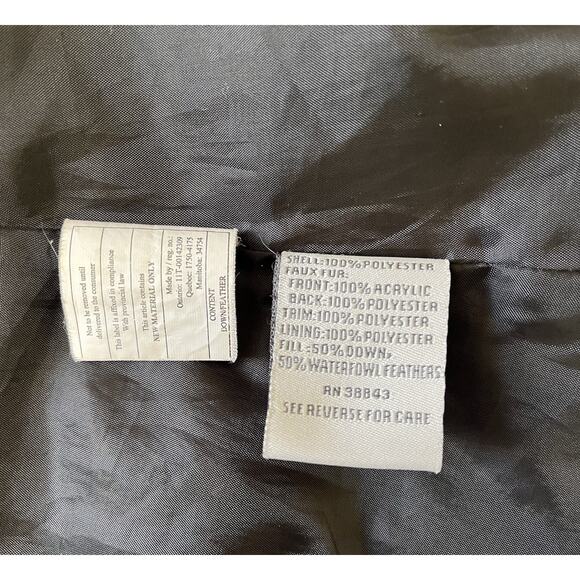 Larry Levine Feather Down Hooded Coat Black Quilted Faux Fur Removable Hood, S - Picture 10 of 15